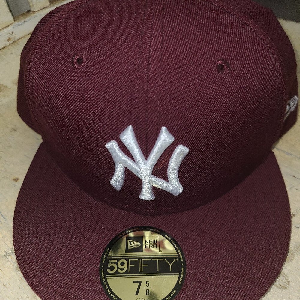 Maroon Yankee Fitted Cap